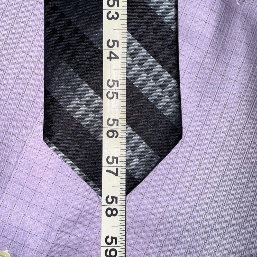 Croft & Barrow Mens Striped Black Gray Silver Silk Tie ( Shirt‎ NOT Included)